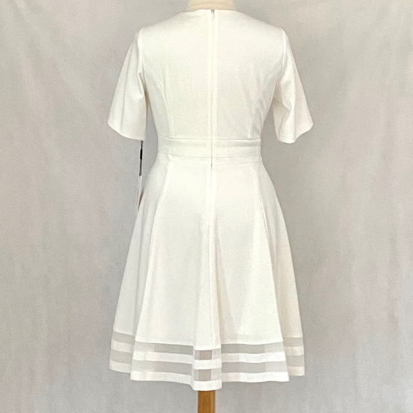 Calvin Klein Short Sleeve Ivory Illusion Dress - Picture 7 of 12
